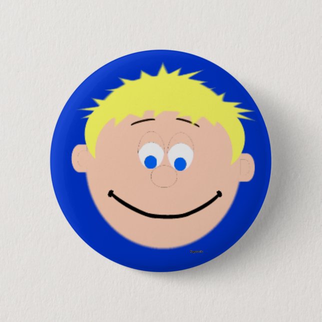 Chapa Redonda De 5 Cm Kapskids Blonde Blue Eyed Face Button Badge (Anverso)