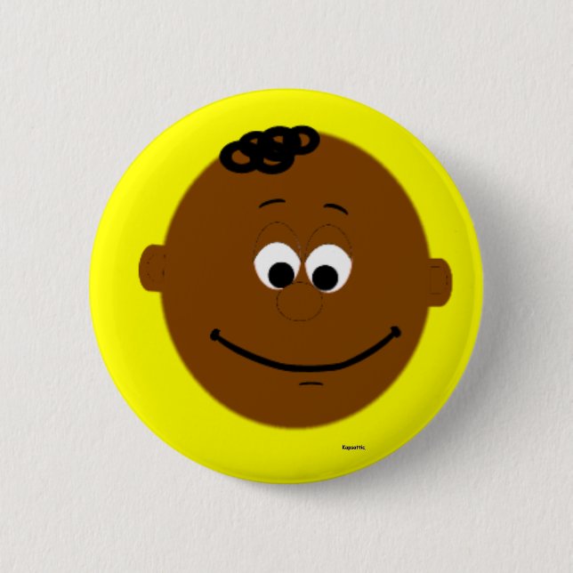 Chapa Redonda De 5 Cm Kapskids Dark Skin Boys Face Button Badge (Anverso)