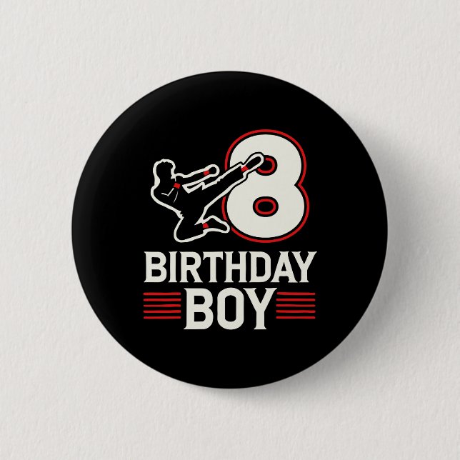 Chapa Redonda De 5 Cm Karate 8 Birthday Boy (Anverso)
