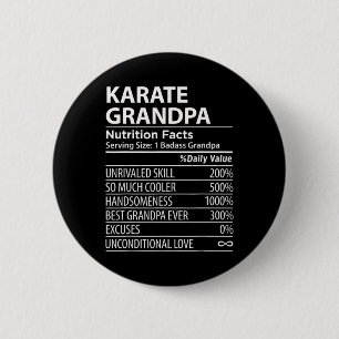 Chapa Redonda De 5 Cm Karate Abuelo Nutrición Hechos Graciosos Abuelo de