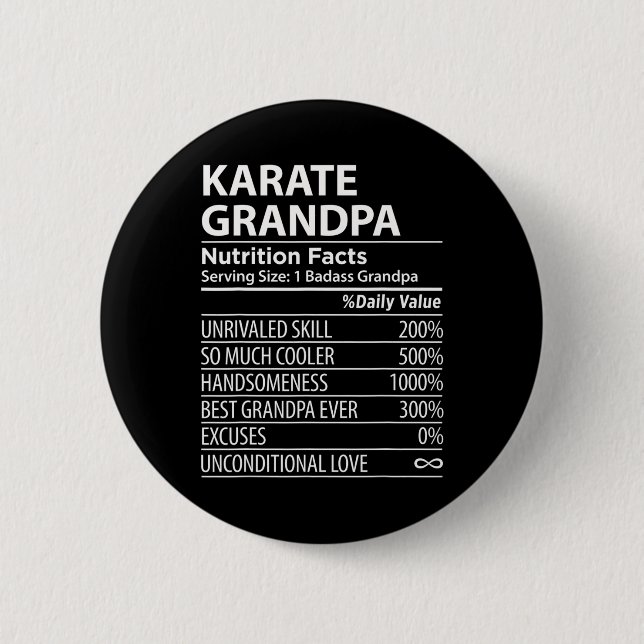Chapa Redonda De 5 Cm Karate Abuelo Nutrición Hechos Graciosos Abuelo de (Anverso)