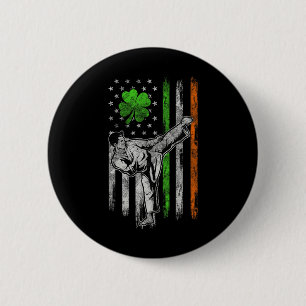 Chapa Redonda De 5 Cm Karate Bandera Americana Irlandesa St Patricks Day