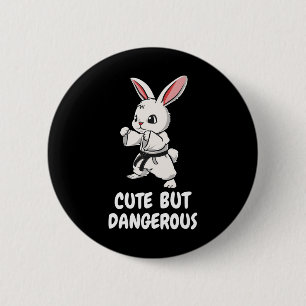 Chapa Redonda De 5 Cm Karate Bunny Cute Pero Peligrosas Artes Marciales