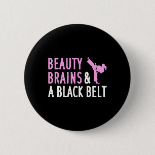 Chapa Redonda De 5 Cm Karate Gracioso Para Mujeres Chica Artes Marciales