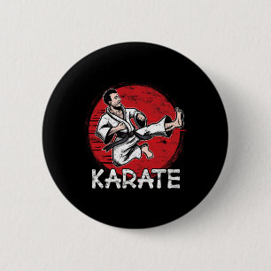 Chapa Redonda De 5 Cm Karate Grunge Design Man Haciendo Salto Kick Por K