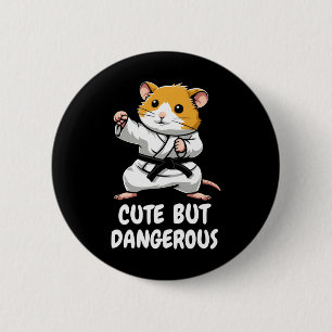 Chapa Redonda De 5 Cm Karate Hamster Cuidó Pero Peligrosa Ar Marcial Gra