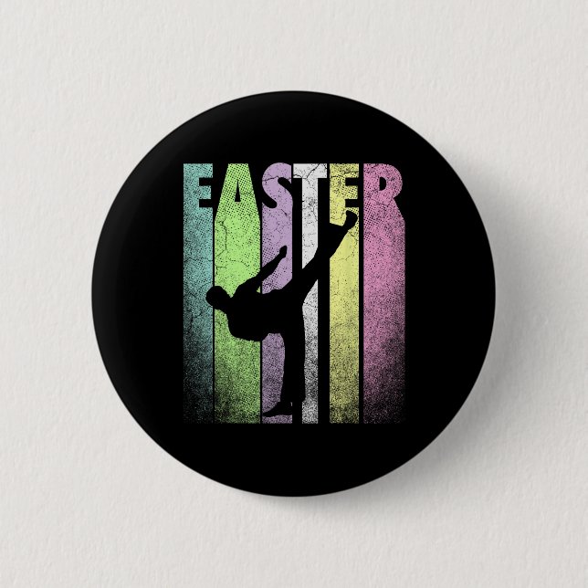 Chapa Redonda De 5 Cm Karate Happy Easter Funny Spring Fun Holiday (Anverso)