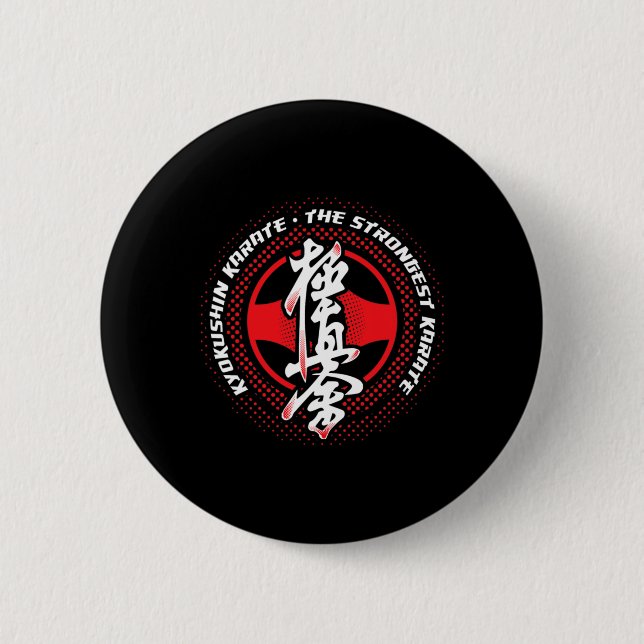 Chapa Redonda De 5 Cm Karate Kyokushin Más Fuerte  (Anverso)