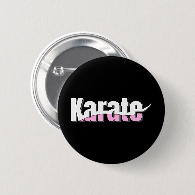 Chapa Redonda De 5 Cm Karate Martial Arts Girly Pink (Anverso y reverso)