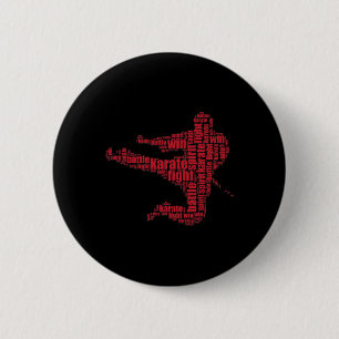 Chapa Redonda De 5 Cm Karate Martial Arts Word Cloud Tee