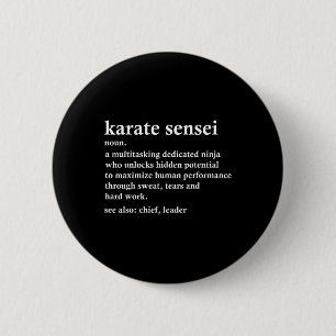 Chapa Redonda De 5 Cm Karate Sensei Definición Funny Artes Marciales・