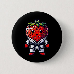 Chapa Redonda De 5 Cm Karate Strawberry Fun Design For Martial Arts Love