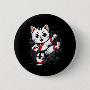 Chapa Redonda De 5 Cm Karate Taekwondo Gato Divertido Jiu Jitsu Mujeres 
