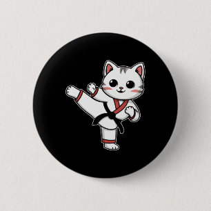 Chapa Redonda De 5 Cm Karate Taekwondo Gracioso Gato Jiu Jitsu Mujeres C