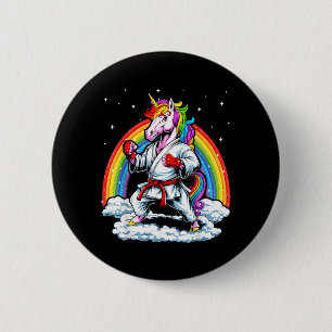 Chapa Redonda De 5 Cm Karate Taekwondo Mma Judo Niños Unicornio Arcoíris