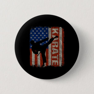 Chapa Redonda De 5 Cm Karate Taekwondo Usa Bandera Americana Vintage 4 D