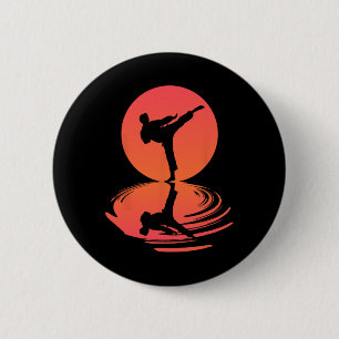 Chapa Redonda De 5 Cm Karate Y Kung Fu Silhouette Shotokan Gift Martia