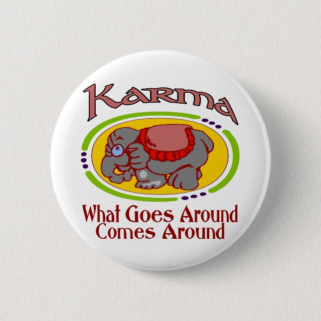 Chapa Redonda De 5 Cm Karma Elephant (Anverso)