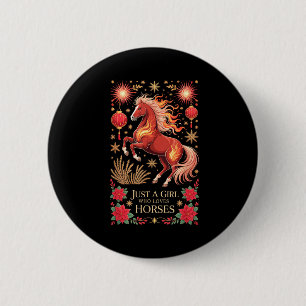 Chapa Redonda De 5 Cm Kawaii 2026 Año del Caballo Zodiaco Vaquera Fortu