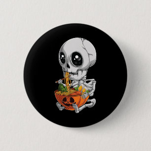 Chapa Redonda De 5 Cm Kawaii Anime Skeleton Halloween Ramen Foo