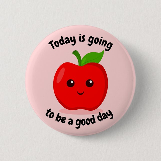 Chapa Redonda De 5 Cm Kawaii Apple con motivación positiva (Anverso)