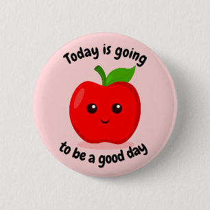 Chapa Redonda De 5 Cm Kawaii Apple con motivación positiva