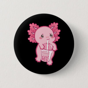 Chapa Redonda De 5 Cm Kawaii Axolotl Boba Bubble Tea Adolescente Chica N
