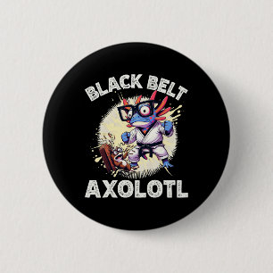 Chapa Redonda De 5 Cm Kawaii Axolotl Cinturón Negro Karate Kickboxing Ar