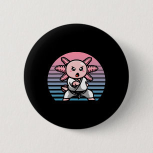 Chapa Redonda De 5 Cm Kawaii Axolotl Karate Funny Artes Marciales
