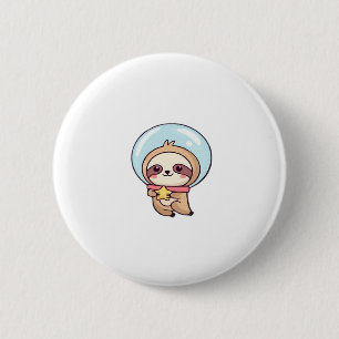 Chapa Redonda De 5 Cm Kawaii Chibi Astronauta Sloth � Cute Space Sloth C