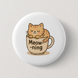 Chapa Redonda De 5 Cm Kawaii Coffee Cat