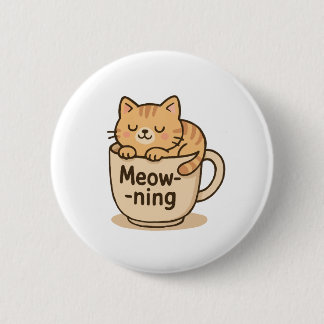Chapa Redonda De 5 Cm Kawaii Coffee Cat