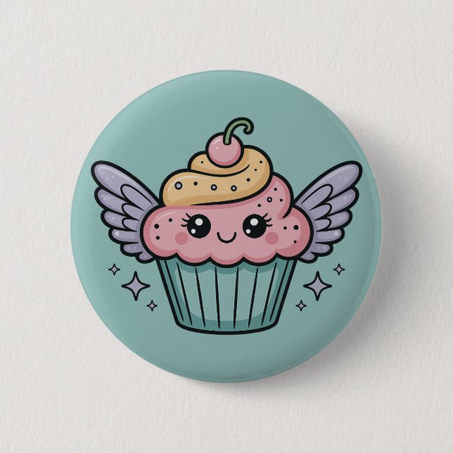 Chapa Redonda De 5 Cm Kawaii Cupcake (Anverso)