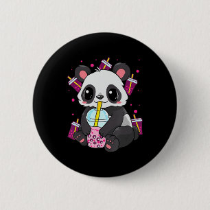 Chapa Redonda De 5 Cm Kawaii Cute Anime Panda Boba Bubble Tea Otaku Homb