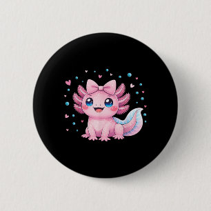 Chapa Redonda De 5 Cm Kawaii Cute Axolotl Coquette Lazo Mujeres Niñas