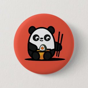 Chapa Redonda De 5 Cm Kawaii Cute Sushi Panda