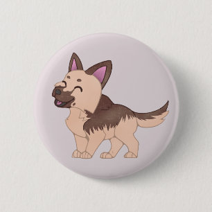 Chapa Redonda De 5 Cm Kawaii German Shepherd Dog