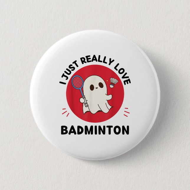 Chapa Redonda De 5 Cm Kawaii Ghost Badminton Lover Me Encanta Ba (Anverso)