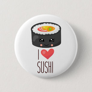 Chapa Redonda De 5 Cm Kawaii I Love Sushi