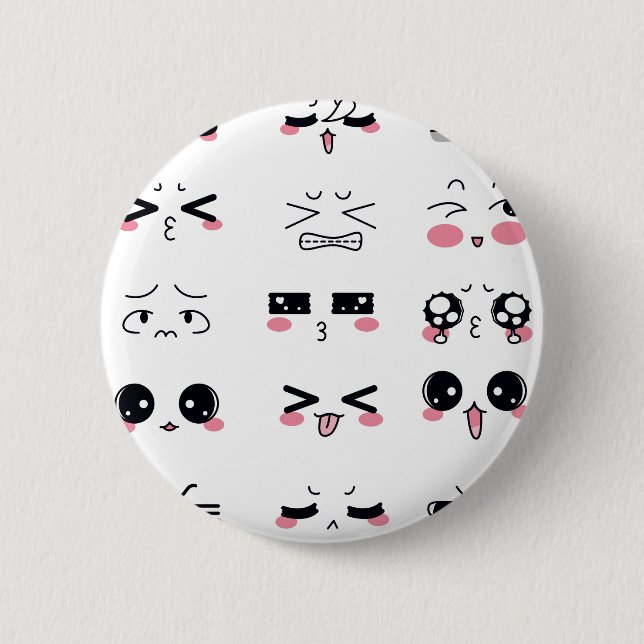 Chapa Redonda De 5 Cm kawaii kaomoji (Anverso)