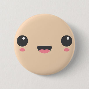 Chapa Redonda De 5 Cm Kawaii, linda cara feliz, carne
