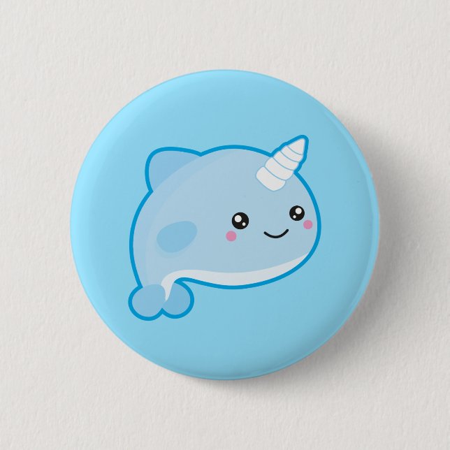 Chapa Redonda De 5 Cm Kawaii Narwhal (Anverso)