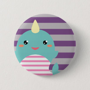 Chapa Redonda De 5 Cm Kawaii Narwhal