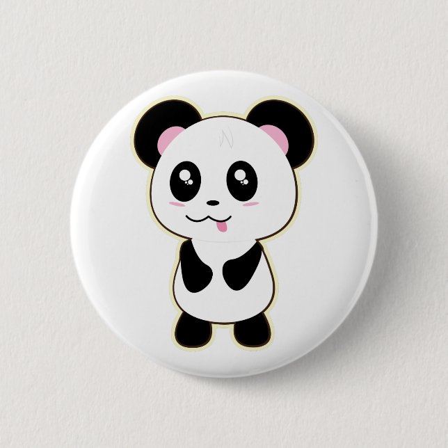 Chapa Redonda De 5 Cm Kawaii Panda lindo (Anverso)