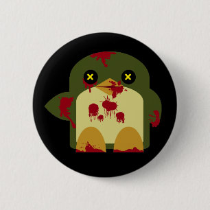 Chapa Redonda De 5 Cm Kawaii Penguin Zombie Horror Grueso