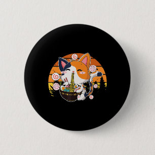 Chapa Redonda De 5 Cm Kawaii Ramen Cat Anime Japonés Neko Noodle Vi