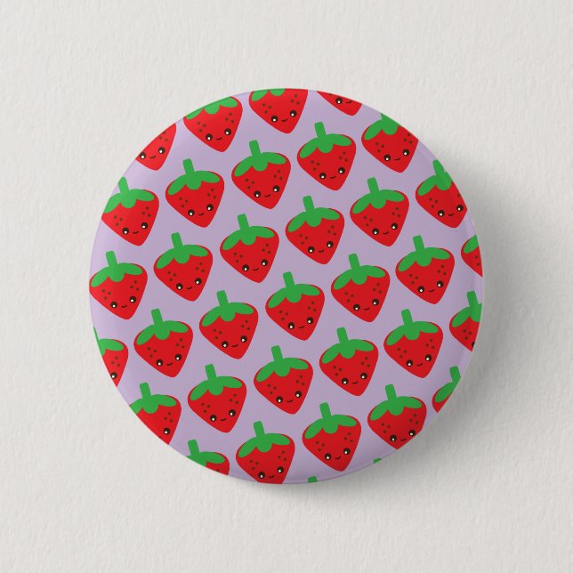 Chapa Redonda De 5 Cm Kawaii Strawberry (Anverso)