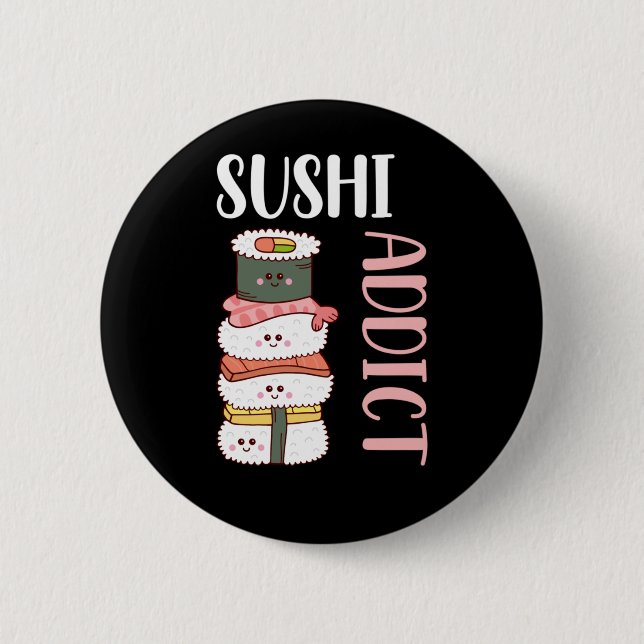 Chapa Redonda De 5 Cm Kawaii Sushi Anime Cuida Comida Japonesa (Anverso)