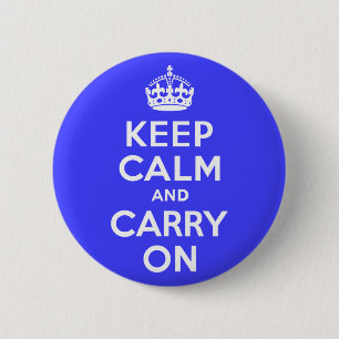 Chapa Redonda De 5 Cm Keep Calm and Carry On Blue