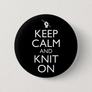 Chapa Redonda De 5 Cm Keep Calm And Knit On